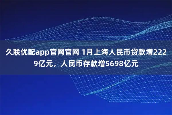 久联优配app官网官网 1月上海人民币贷款增2229亿元，人民币存款增5698亿元